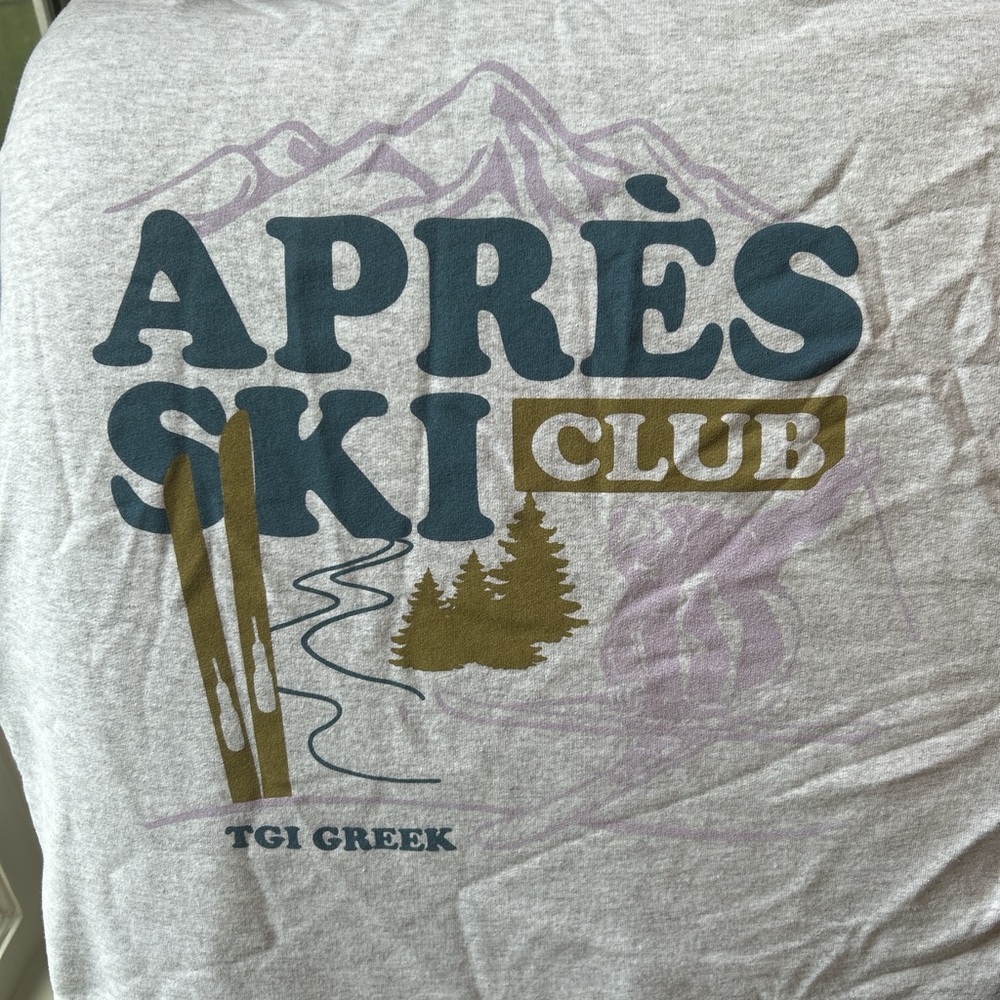 TGI Greek- Greek like après ski club crewneck (women’s:L)